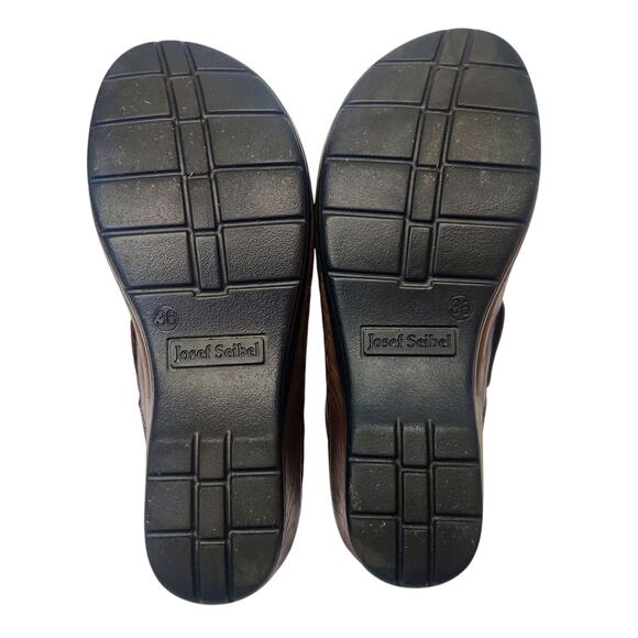 Josef Seibel Carole Mahogany Brown Leather Slip On Mule Clogs EU 36 Comfort - Picture 9 of 13